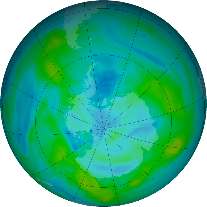 Antarctic ozone map for 15 March 1982